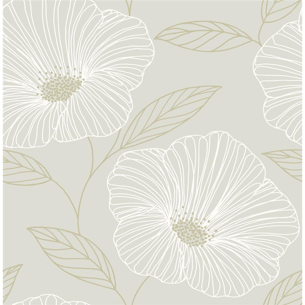Brewster 2904-24320 Mythic Light Grey Floral Wallpaper
