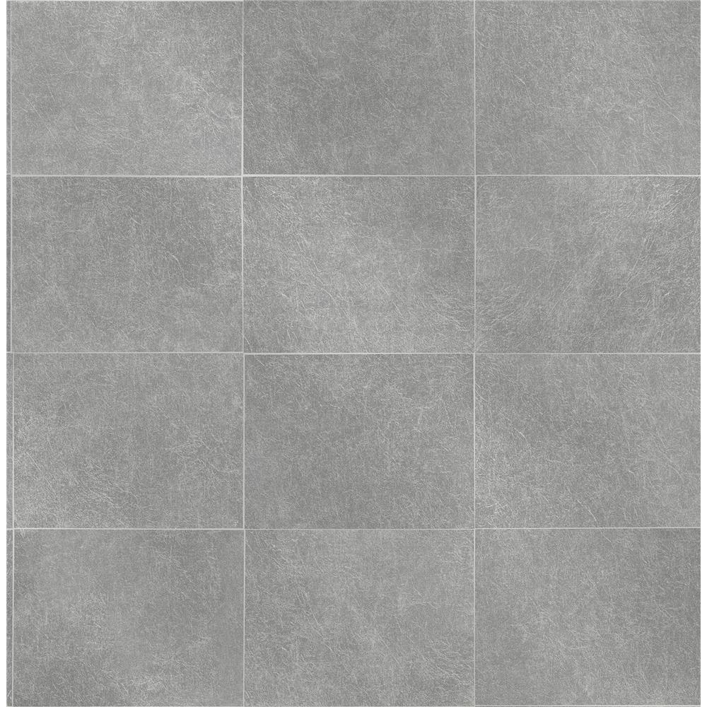 Brewster 2904-24909 Cecelia Dark Grey Faux Tile Wallpaper