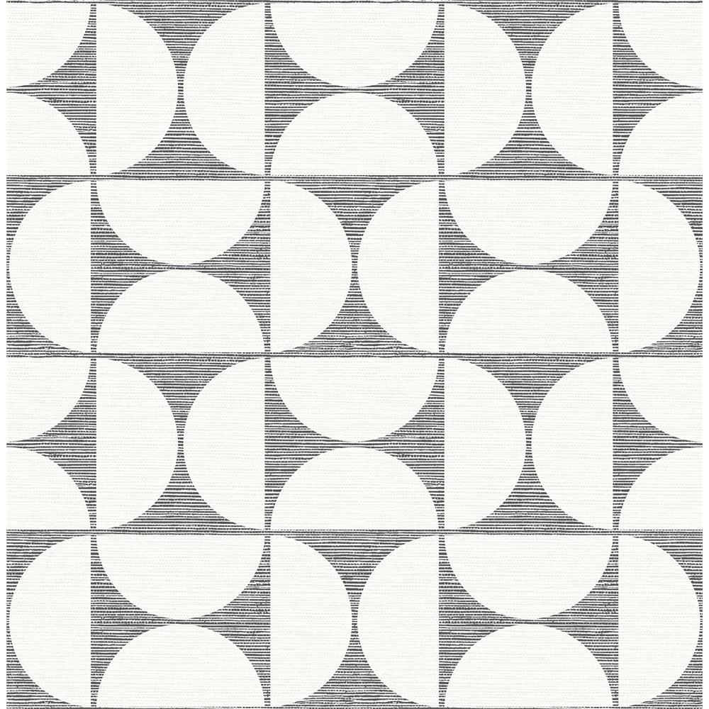 Brewster 2904-25672 Deedee Black Geometric Faux Grasscloth Wallpaper