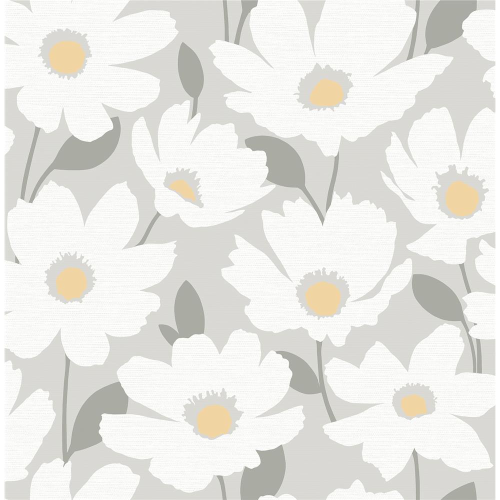 Brewster 2904-25674 Astera Grey Floral Wallpaper