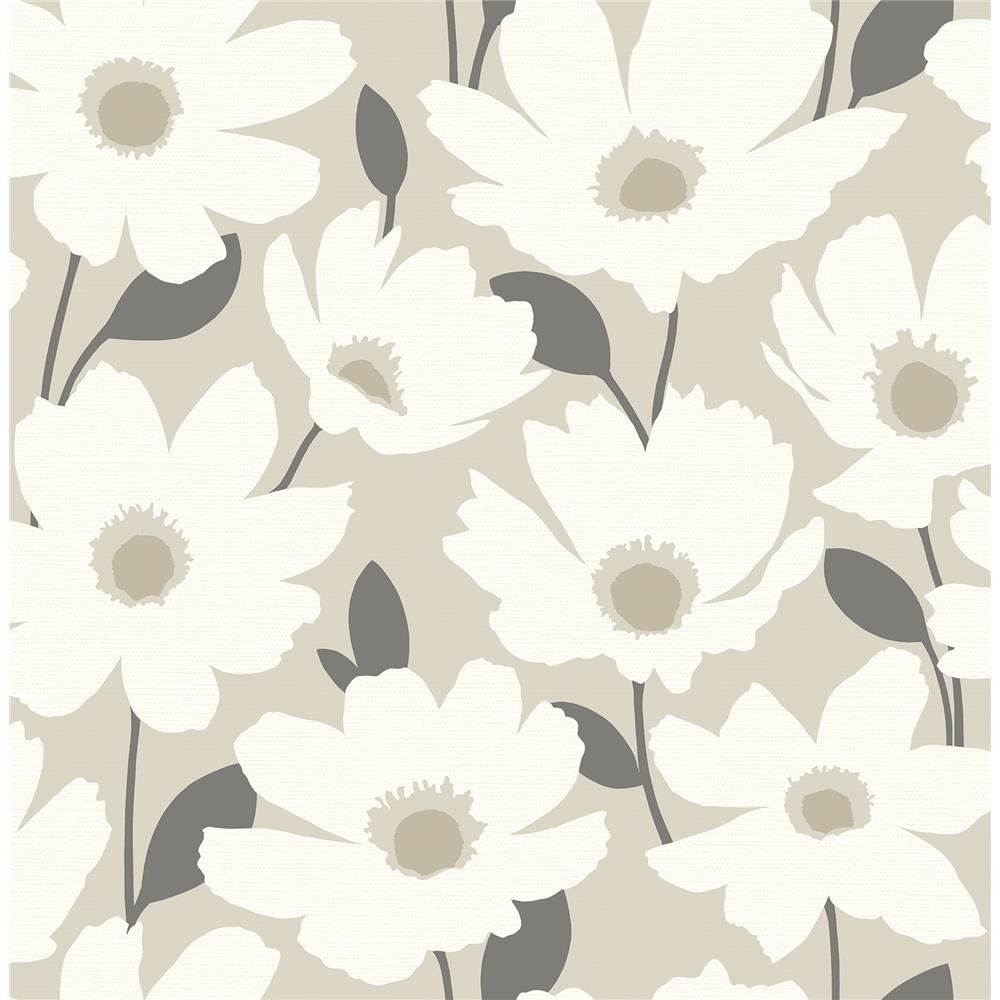 Brewster 2904-25675 Astera Beige Floral Wallpaper