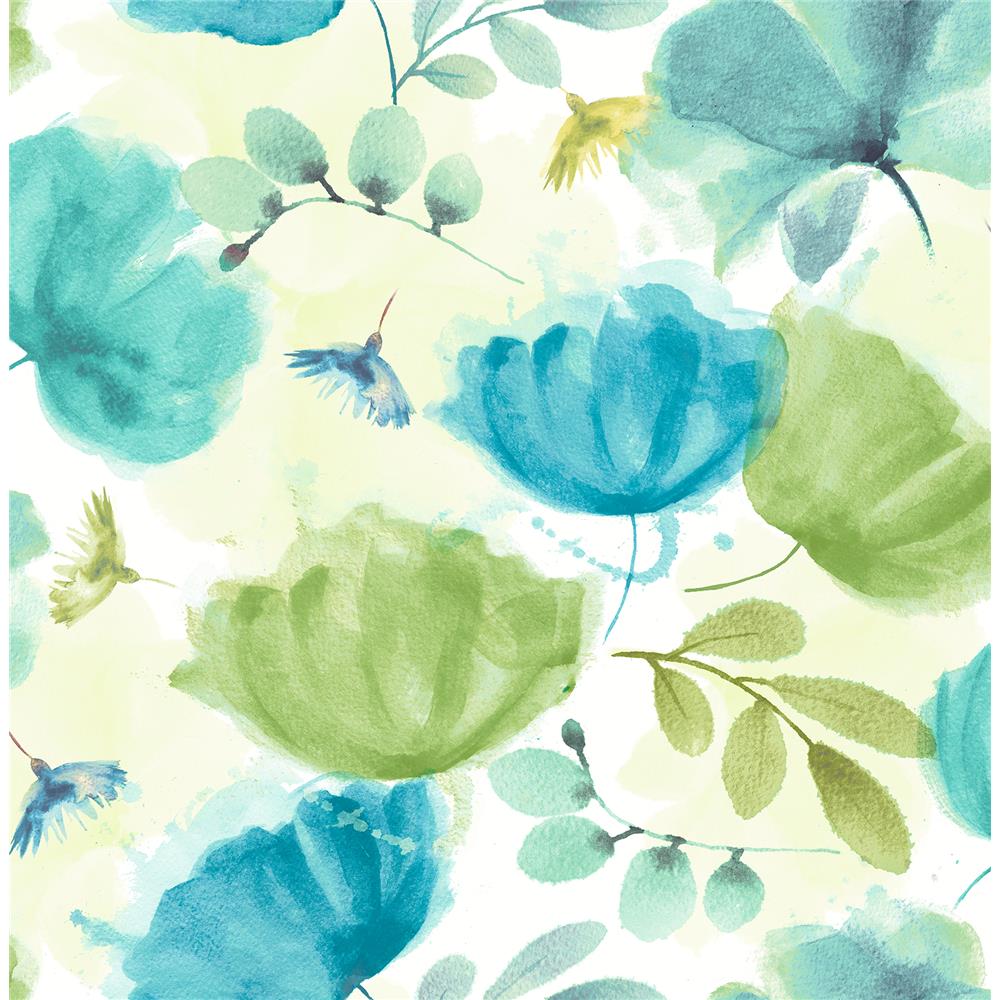 Brewster 2904-25678 Zahra Turquoise Floral Wallpaper