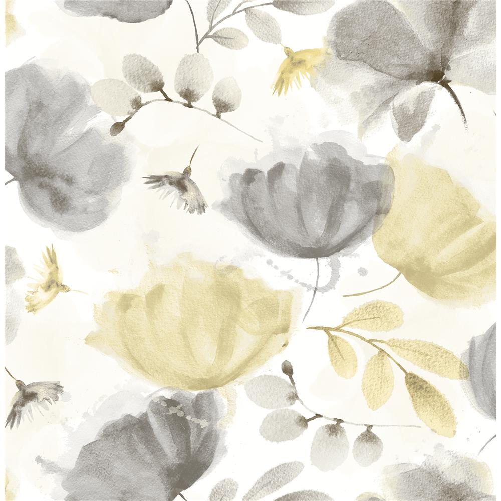 Brewster 2904-25679 Zahra Grey Floral Wallpaper
