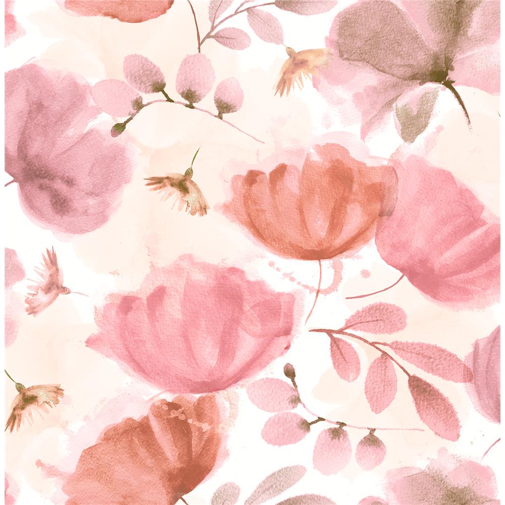 Brewster 2904-25680 Zahra Pink Floral Wallpaper