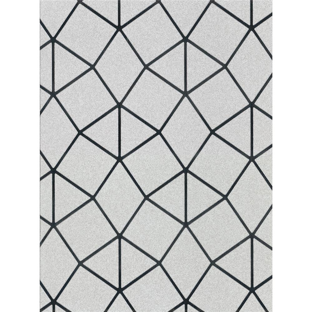 Brewster 2904-42489 Albion Silver Geometric Wallpaper