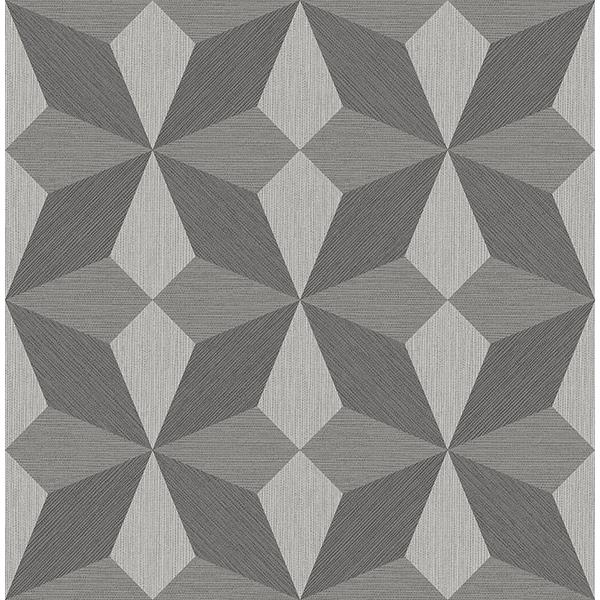 A-Street Prints by Brewster 2908-25300 Valiant Grey Faux Grasscloth Geometric Wallpaper