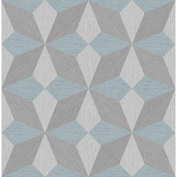 A-Street Prints by Brewster 2908-25304 Valiant Aqua Faux Grasscloth Geometric Wallpaper