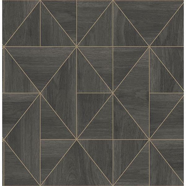 A-Street Prints by Brewster 2908-25321 Cheverny Dark Brown Geometric Wood Wallpaper