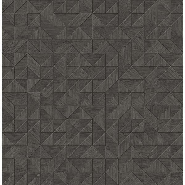 A-Street Prints by Brewster 2908-25326 Gallerie Dark Brown Geometric Wood Wallpaper