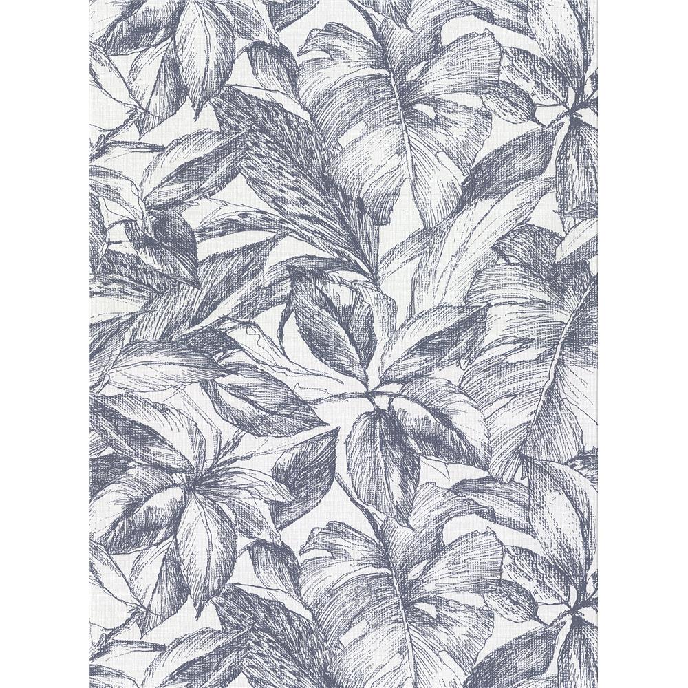 Warner by Brewster 2910-2741 Simone Denim Tropical Wallpaper