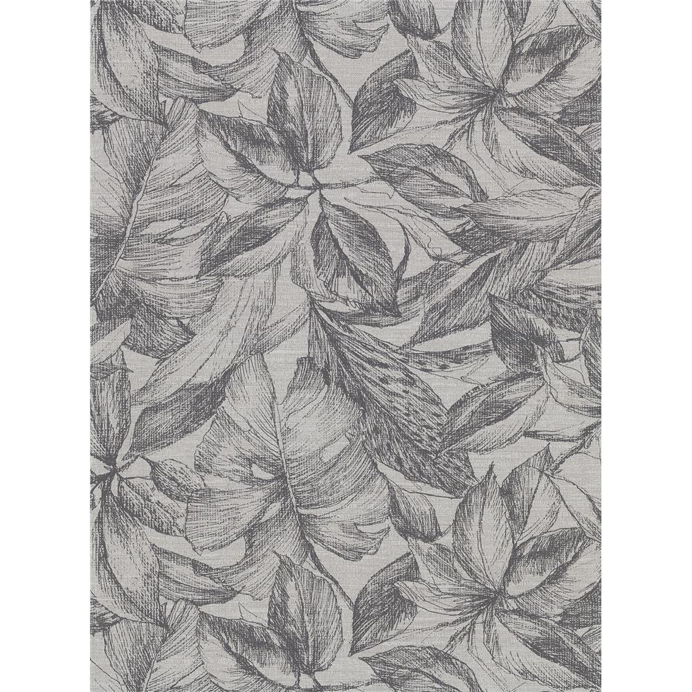 Warner by Brewster 2910-2743 Simone Grey Tropical Wallpaper