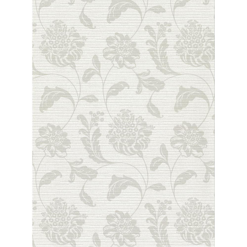 Warner by Brewster 2910-2752 Holiday Light Grey Jacobean Wallpaper