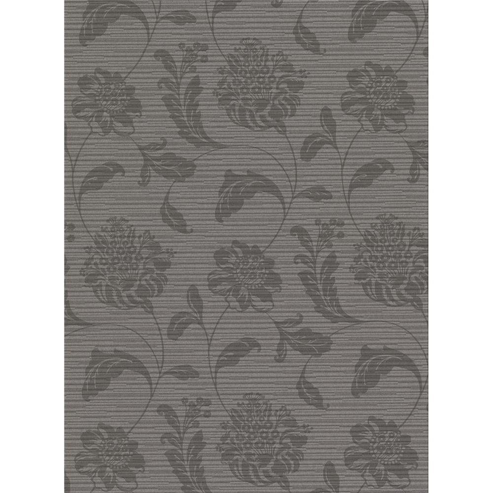 Warner by Brewster 2910-2754 Holiday Charcoal Jacobean Wallpaper