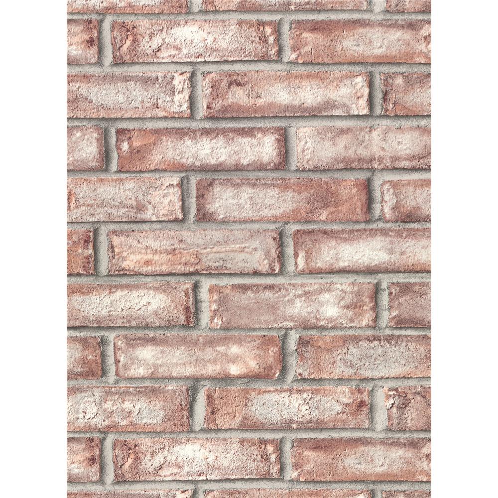 Warner by Brewster 2921-50101 Warner Textures IX 2754 Main Street Appleton Maroon Faux Weathered Brick Wallpaper