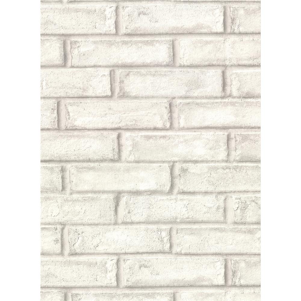 Warner by Brewster 2921-50110 Warner Textures IX 2754 Main Street Appleton Off-White Faux Weathered Brick Wallpaper