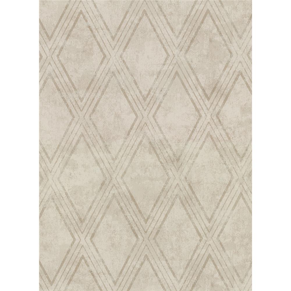 Warner by Brewster 2921-51005 Warner Textures IX 2754 Main Street Dartmouth Taupe Faux Plaster Geometric Wallpaper