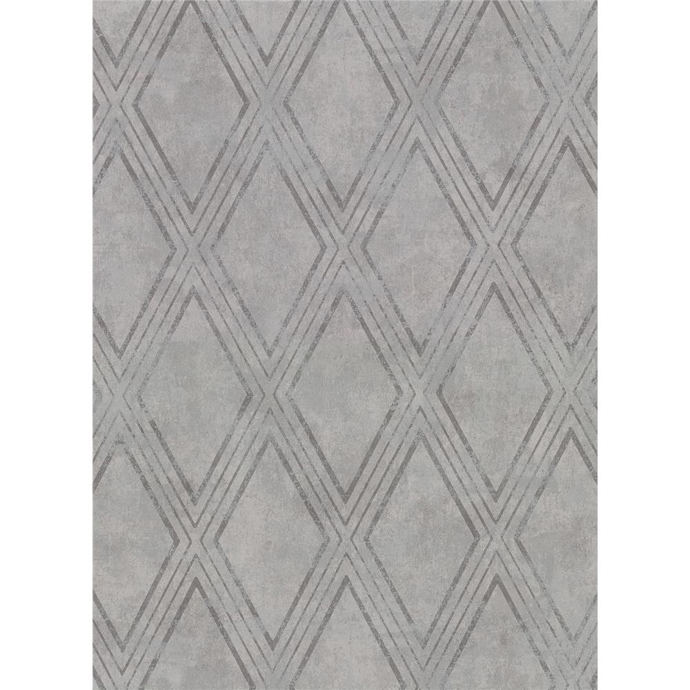 Warner by Brewster 2921-51008 Warner Textures IX 2754 Main Street Dartmouth Grey Faux Plaster Geometric Wallpaper