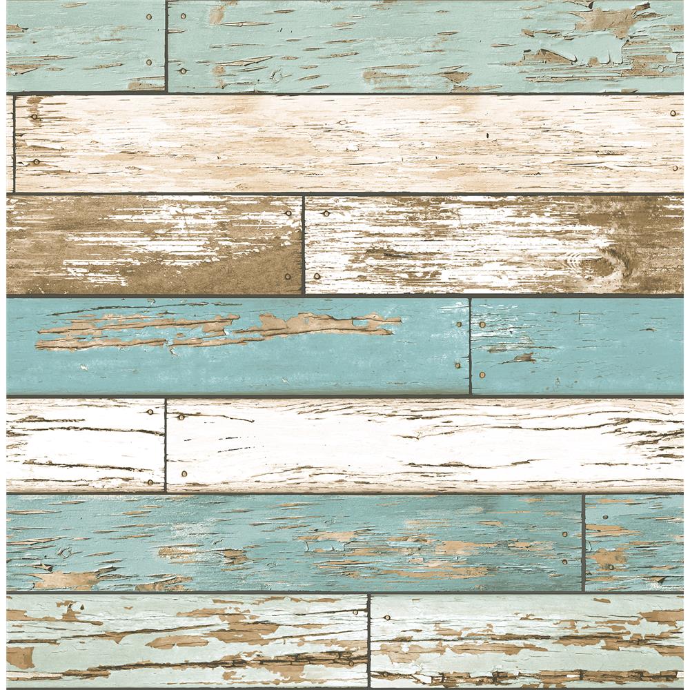 A-Street Prints by Brewster 2922-22318 Trilogy Levi Turquoise Scrap Wood Wallpaper