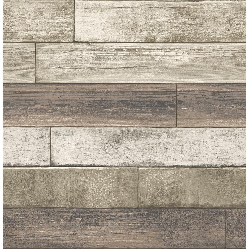 A-Street Prints by Brewster 2922-22347 Trilogy Porter Coffee Weathered Plank Wallpaper