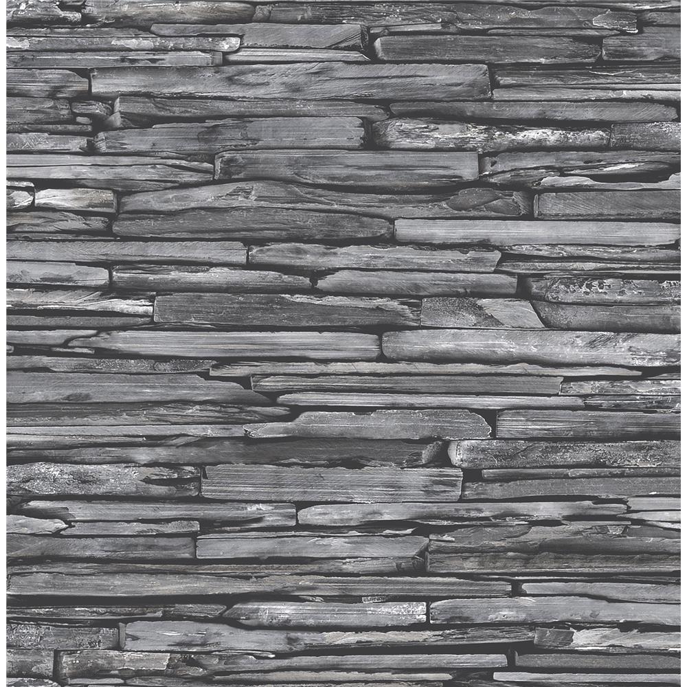 A-Street Prints by Brewster 2922-22352 Trilogy McGuire Grey Stacked Slate Wallpaper