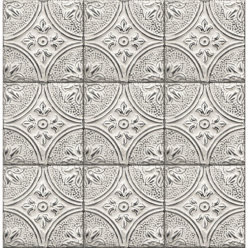 A-Street Prints by Brewster 2922-23763 Trilogy Cornelius White Tin Ceiling Tile Wallpaper