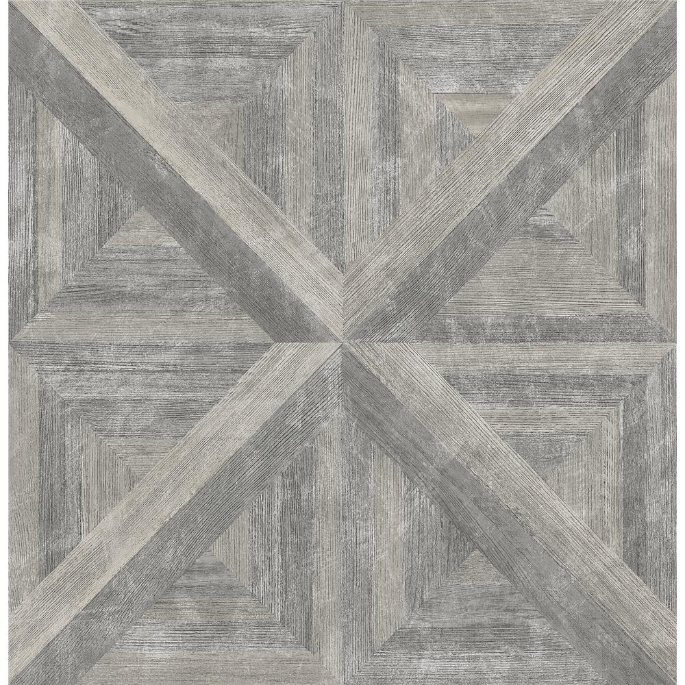 A-Street Prints by Brewster 2922-24018 Trilogy Carriage House Taupe Geometric Wood Wallpaper