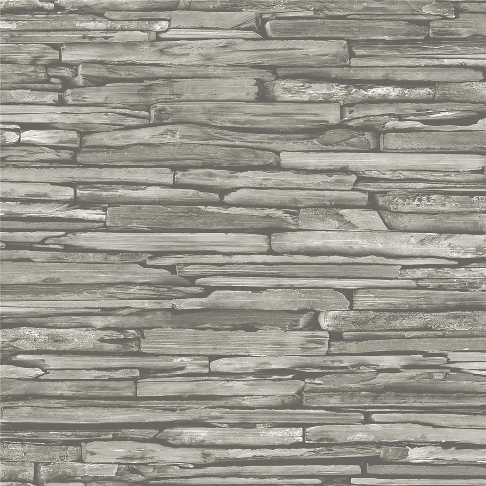 A-Street Prints by Brewster 2922-25370 Trilogy McGuire Taupe Stacked Slate Wallpaper