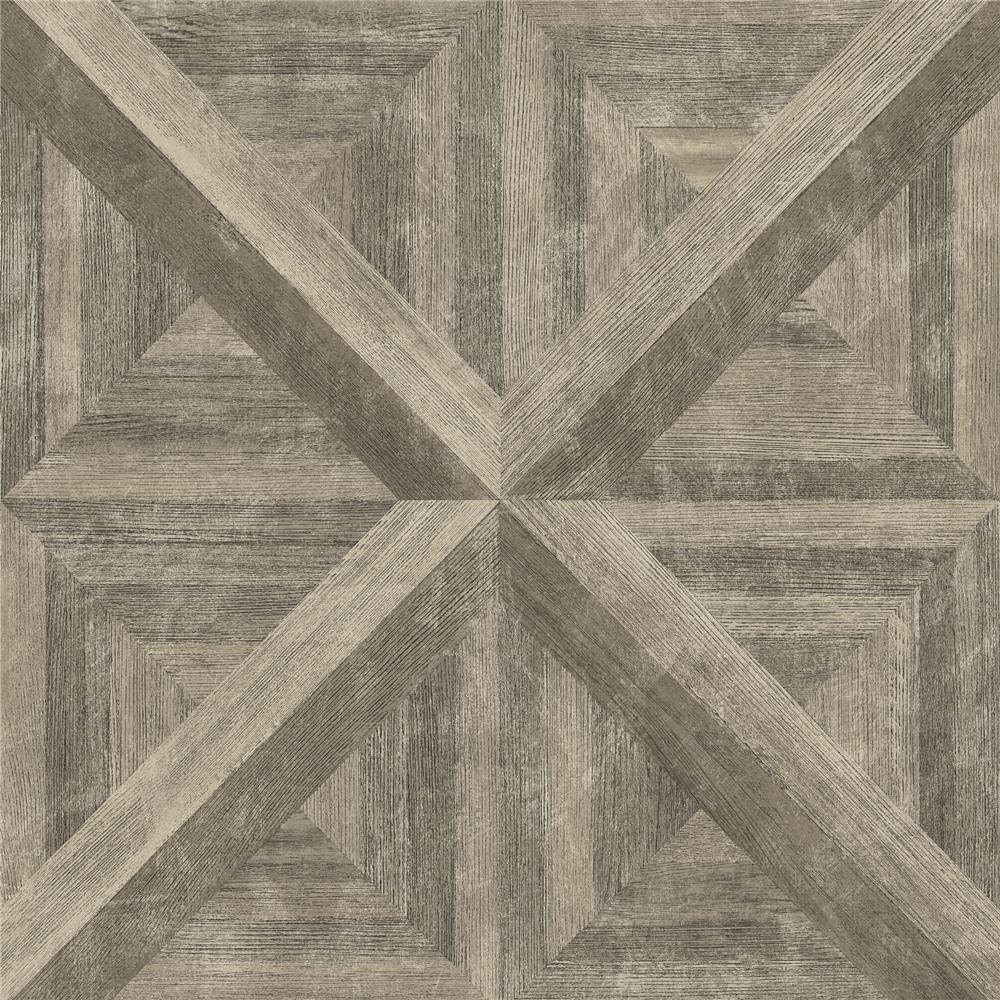 A-Street Prints by Brewster 2922-25372 Trilogy Carriage House Brown Geometric Wood Wallpaper