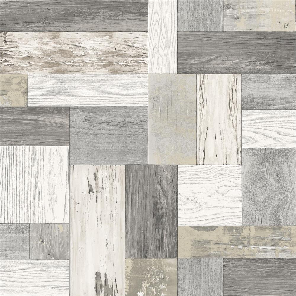 A-Street Prints by Brewster 2922-25383 Trilogy Knock on Wood Neutral Distressed Wallpaper