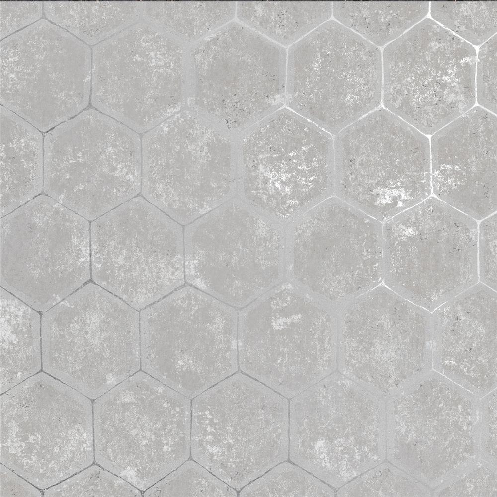 Brewster 2927-00401 Starling Grey Honeycomb Wallpaper