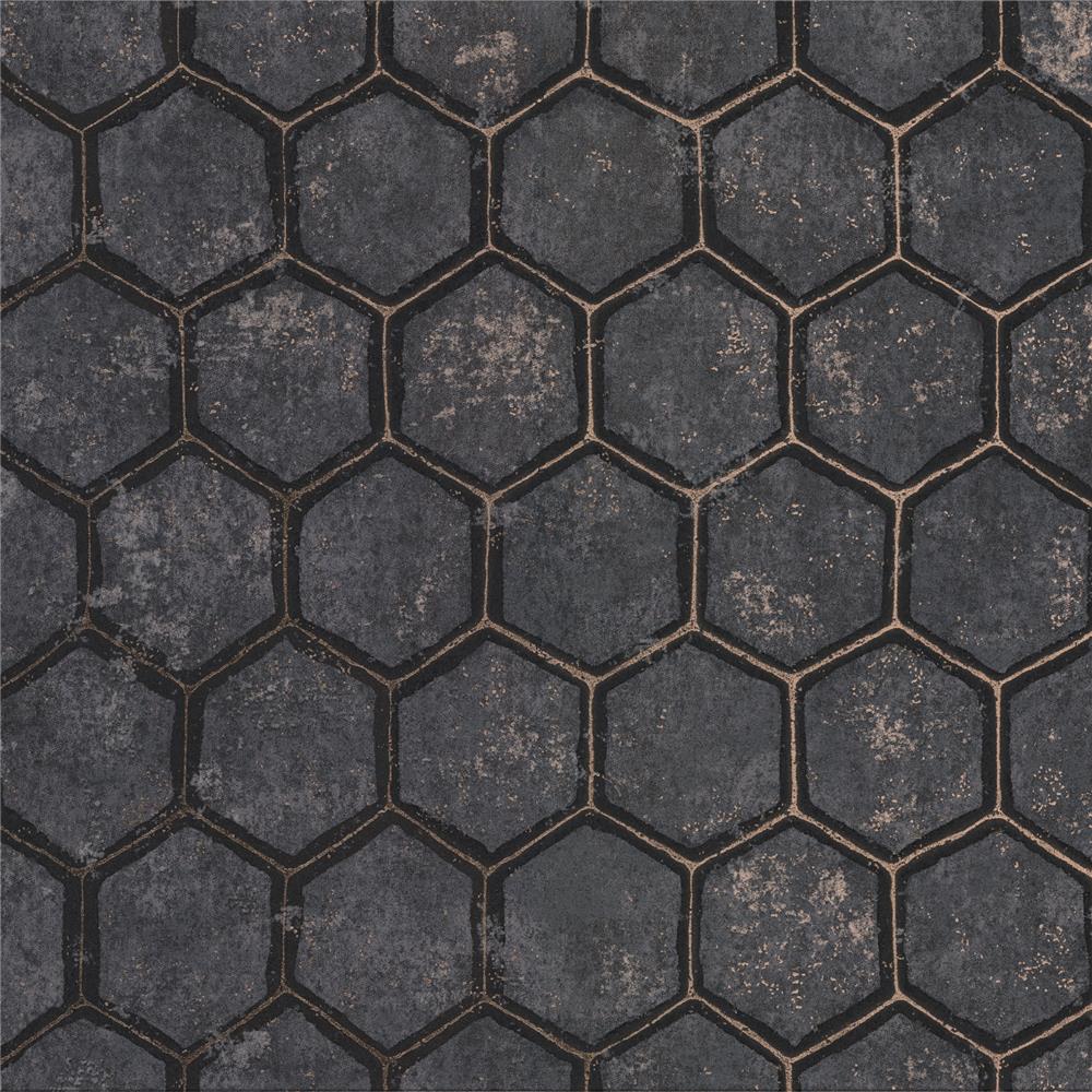 Brewster 2927-00403 Starling Charcoal Honeycomb Wallpaper