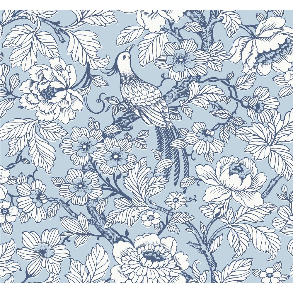 Newport by Brewster 2927-80402 Beaufort Light Blue Peony Chinoiserie Wallpaper