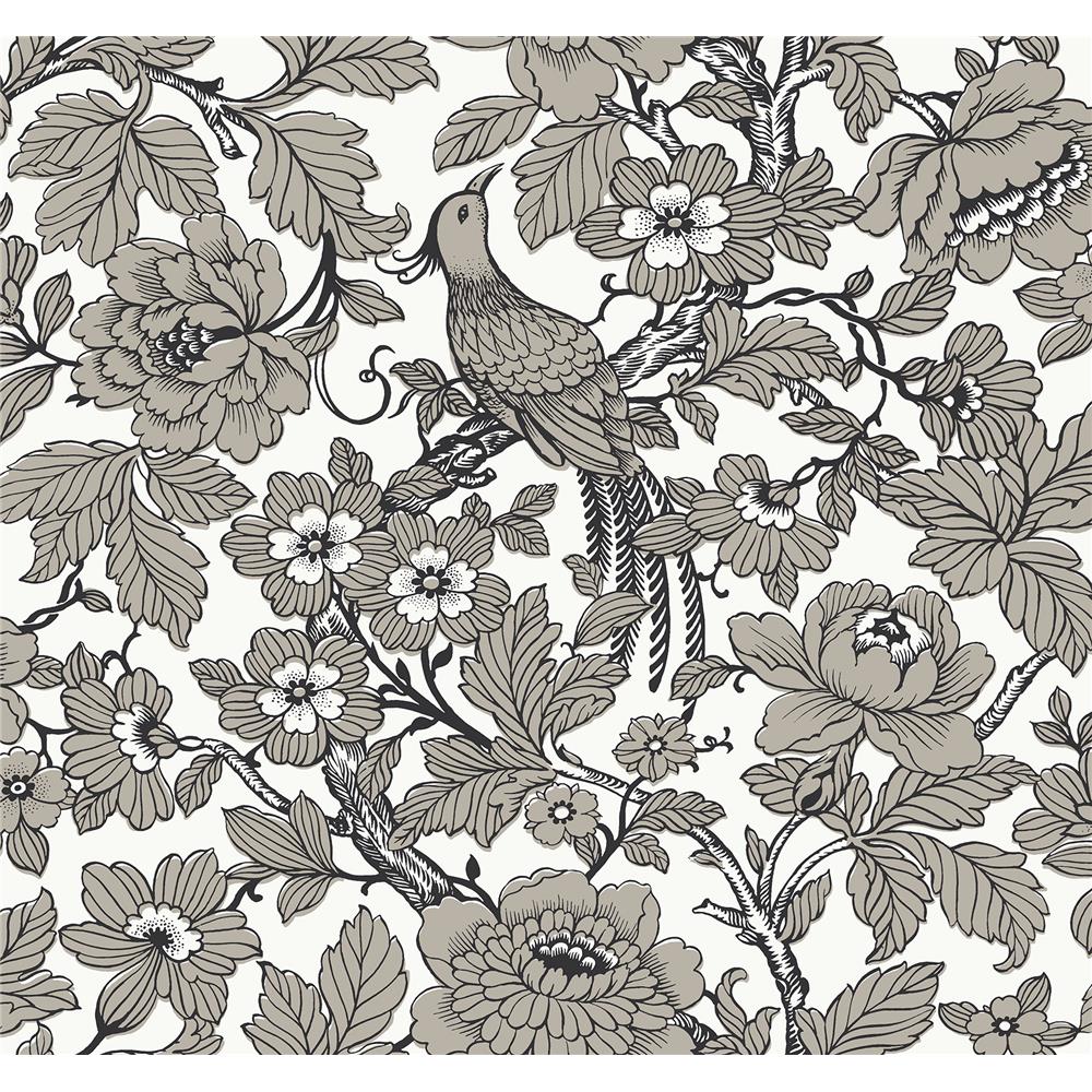Newport by Brewster 2927-80410 Beaufort Black Peony Chinoiserie Wallpaper