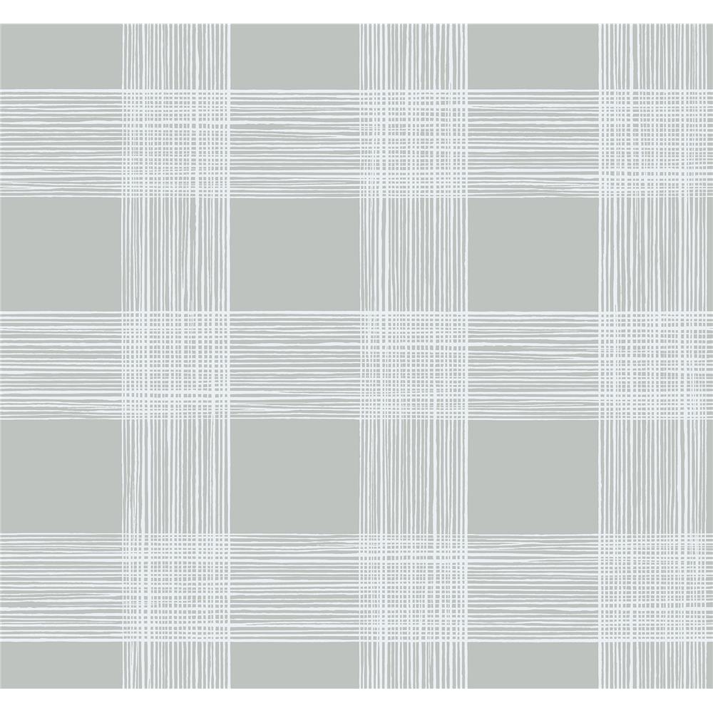 Newport by Brewster 2927-80908 Scarborough Grey Striated Plaid Wallpaper