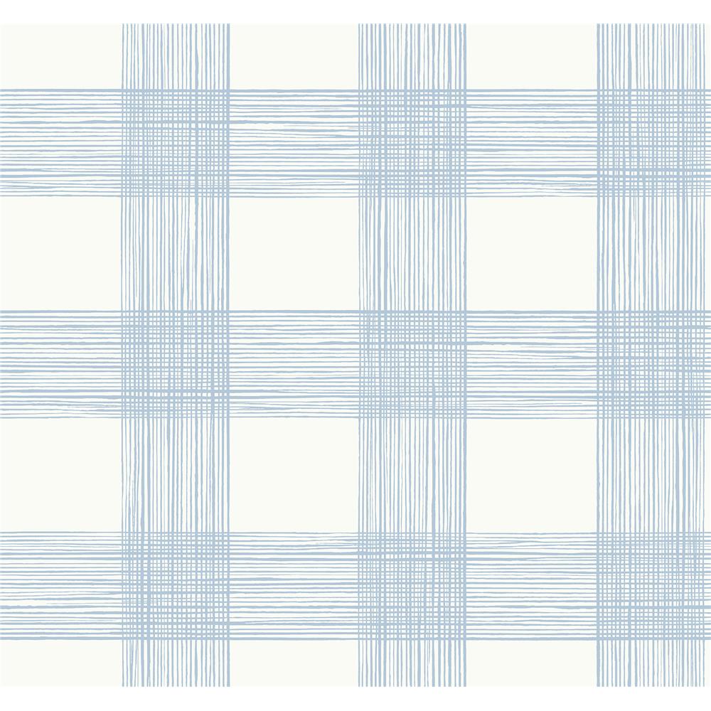 Newport by Brewster 2927-80912 Scarborough Light Blue Striated Plaid Wallpaper