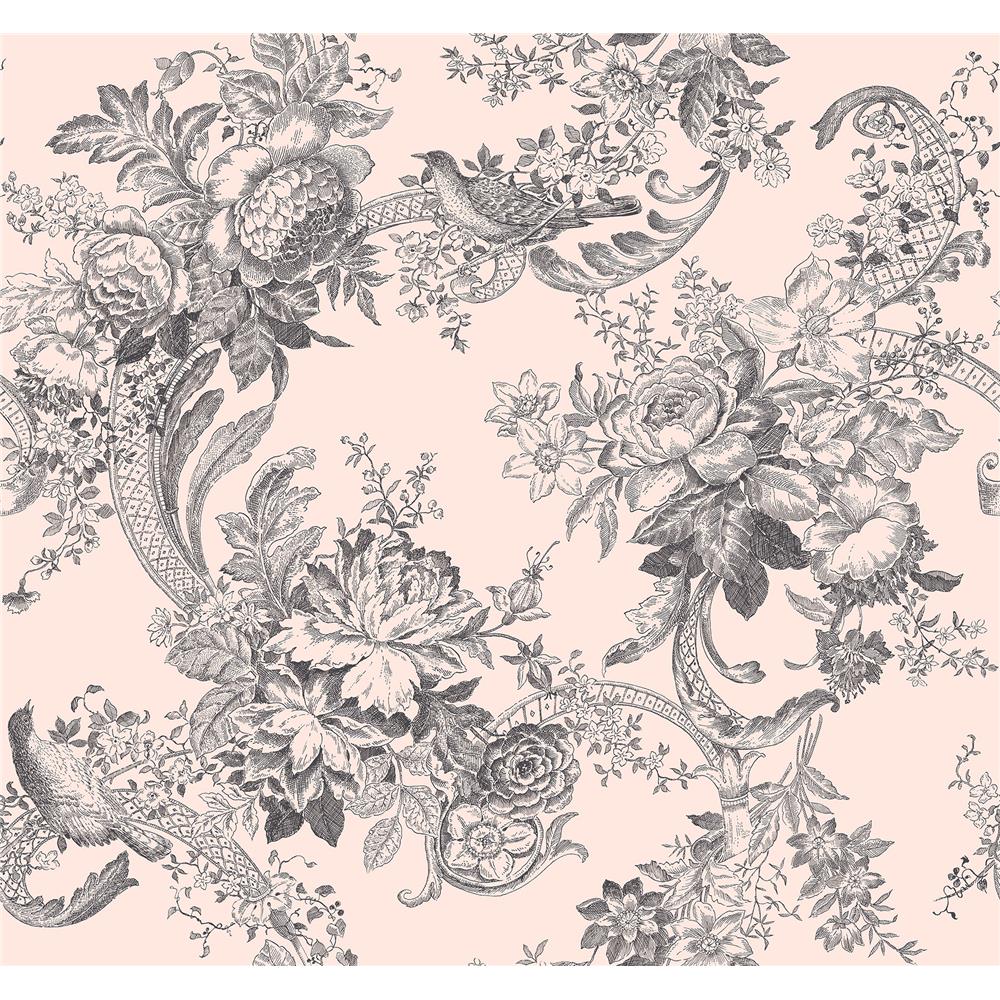 Newport by Brewster 2927-81601 Carmel Blush Baroque Florals Wallpaper