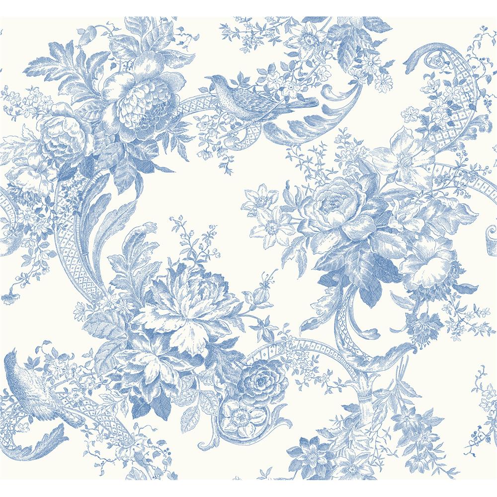 Newport by Brewster 2927-81602 Carmel Light Blue Baroque Florals Wallpaper