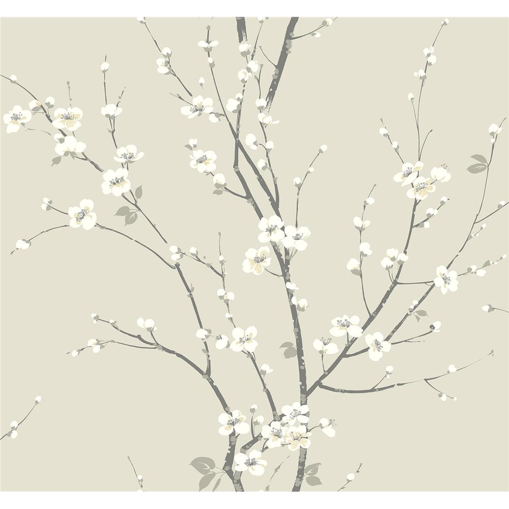 Newport by Brewster 2927-81805 Monterey Ivory Floral Branch Wallpaper