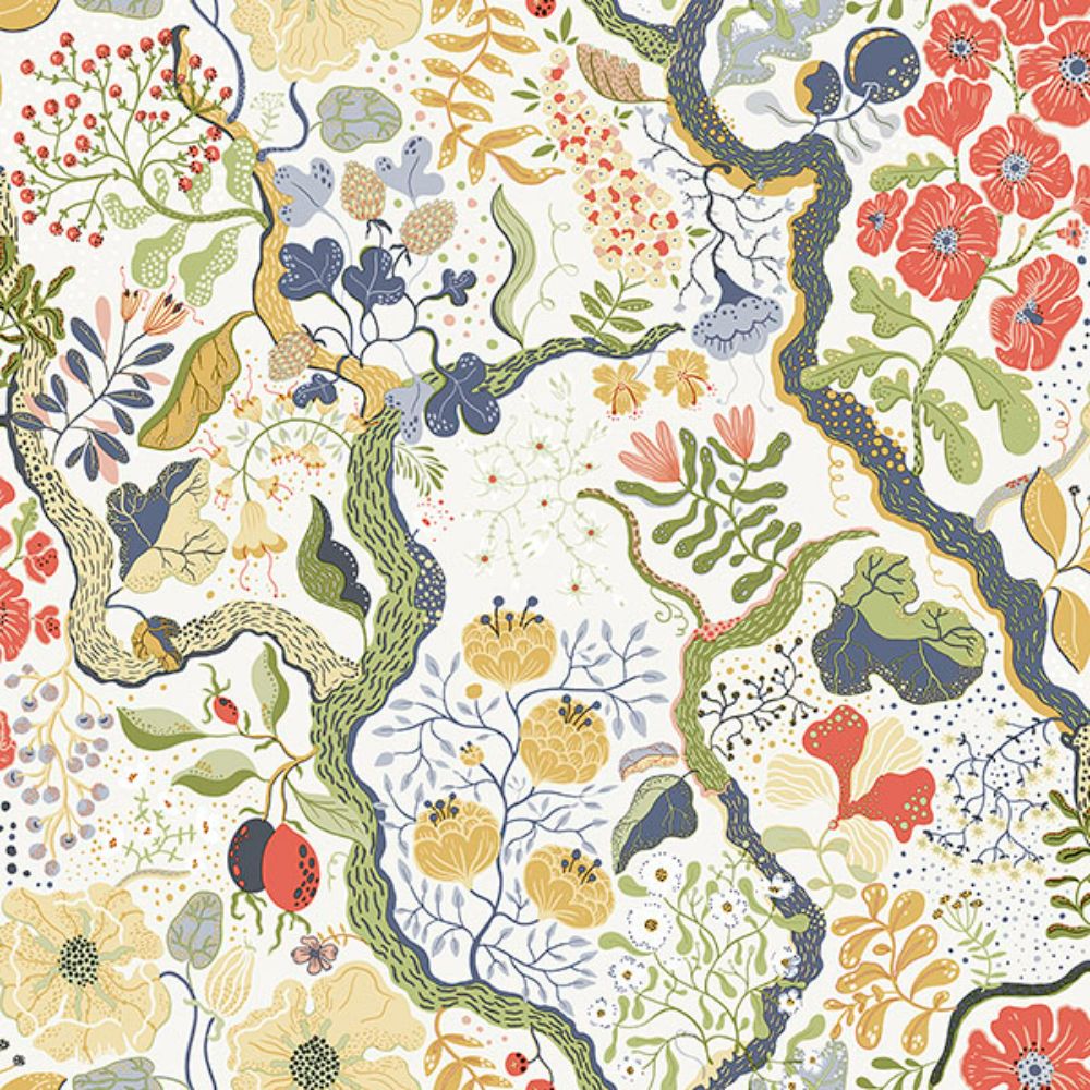 A-Street Prints by Brewster 2932-65102 Ann Green Floral Vines Wallpaper