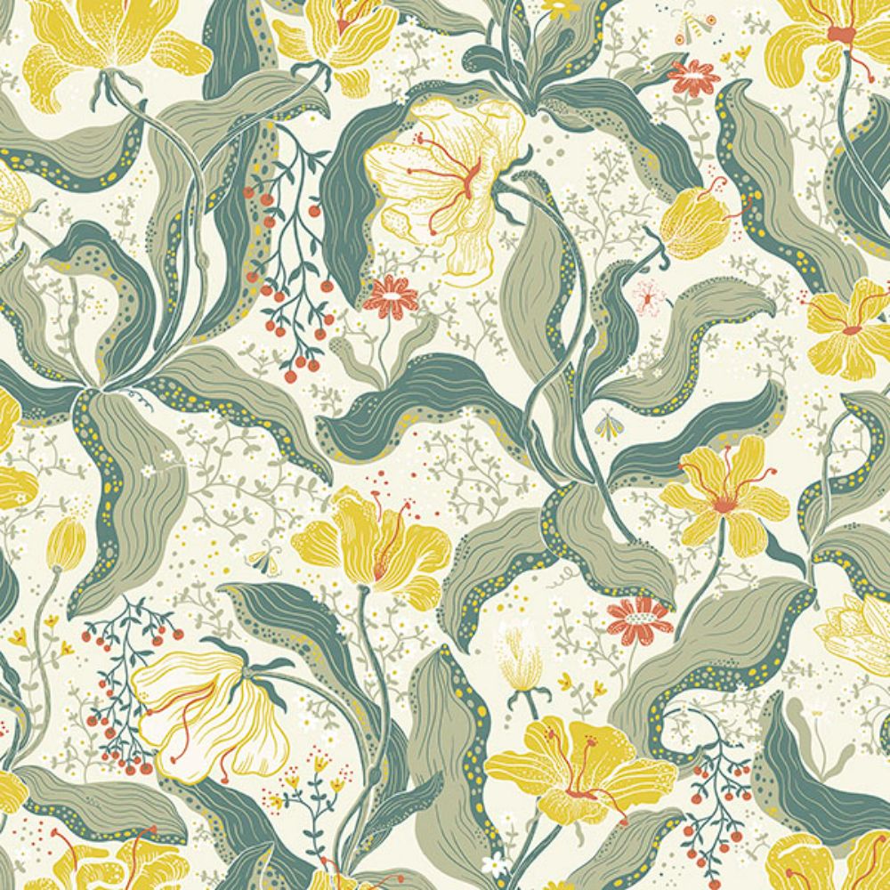 A-Street Prints by Brewster 2932-65118 Bodri Yellow Tulip Garden Wallpaper