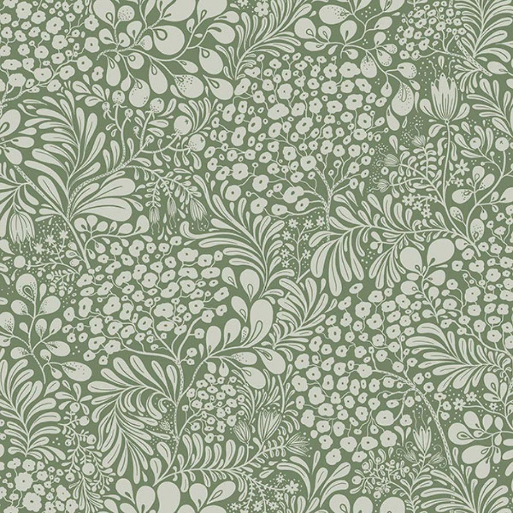 A-Street Prints by Brewster 2932-65125 Siv Dark Green Botanical Wallpaper