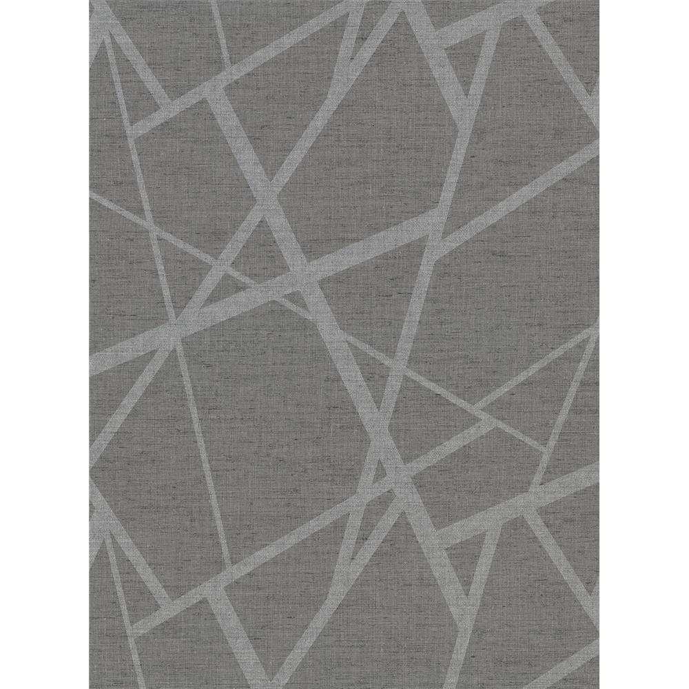 Warner by Brewster 2945-1101 Avatar Pewter Abstract Geometric Wallpaper
