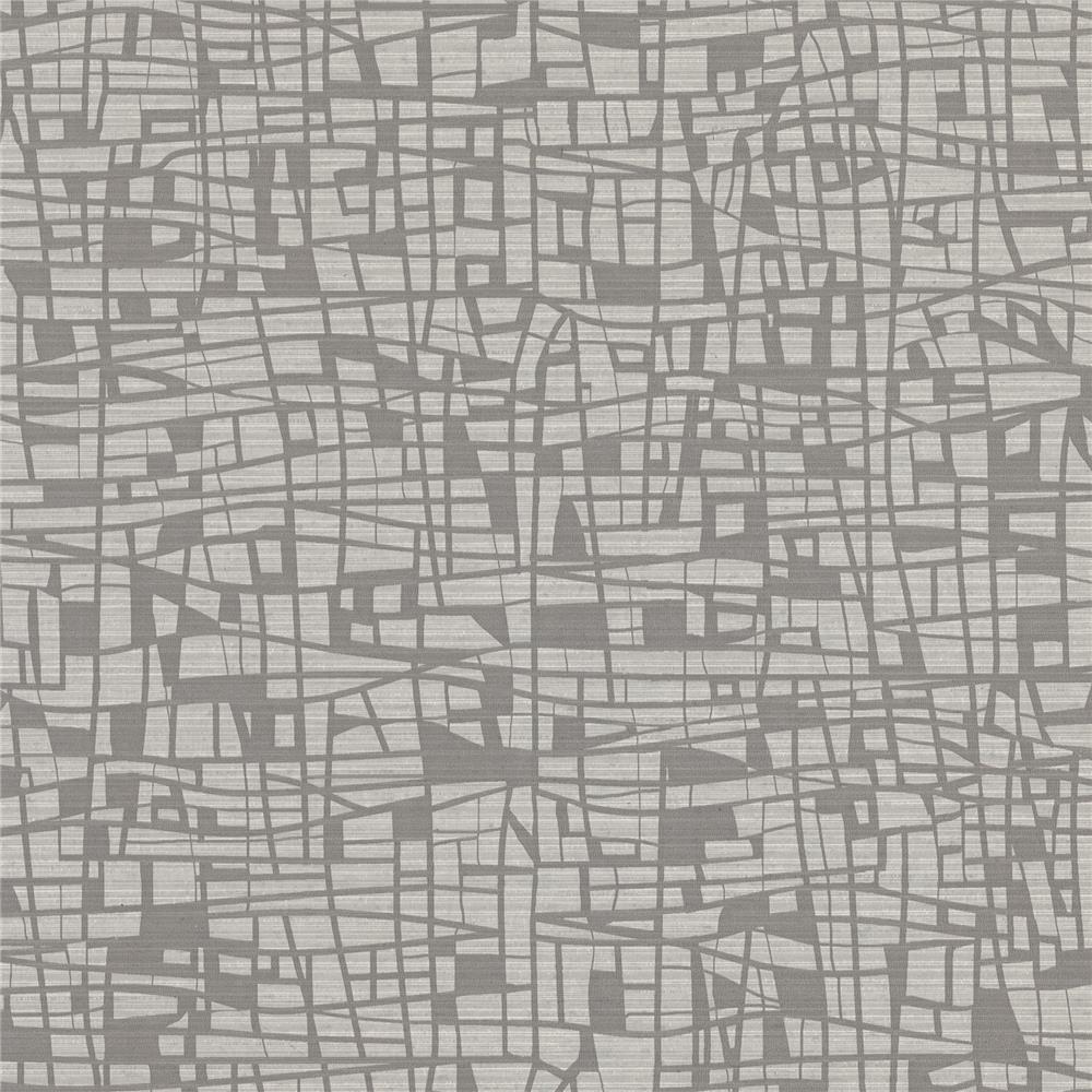 Warner by Brewster 2945-1115 Tiffany Grey Abstract Geometric Wallpaper