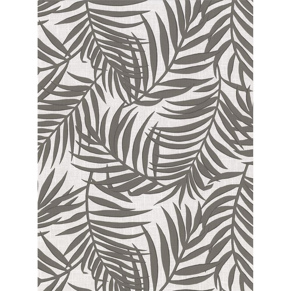 Warner by Brewster 2945-1133 Lanai Grey Fronds Wallpaper