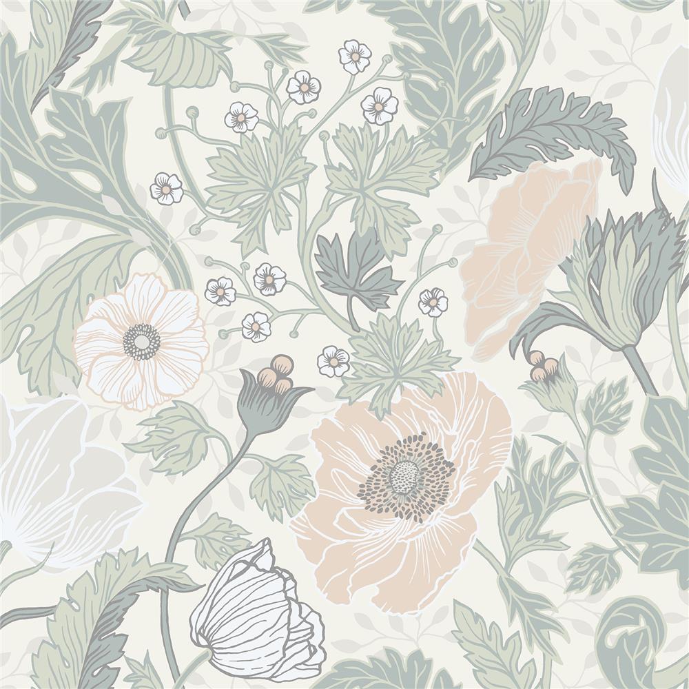 A-Street Prints by Brewster 2948-33000 Spring Anemone Light Grey Floral Wallpaper