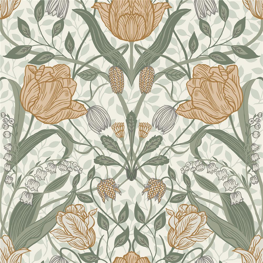 A-Street Prints by Brewster 2948-33006 Spring Tulipa Green Floral Wallpaper