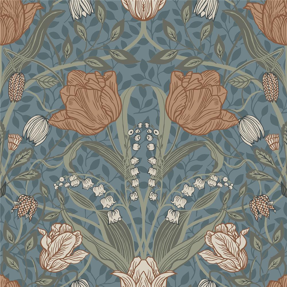 A-Street Prints by Brewster 2948-33009 Spring Tulipa Blue Floral Wallpaper