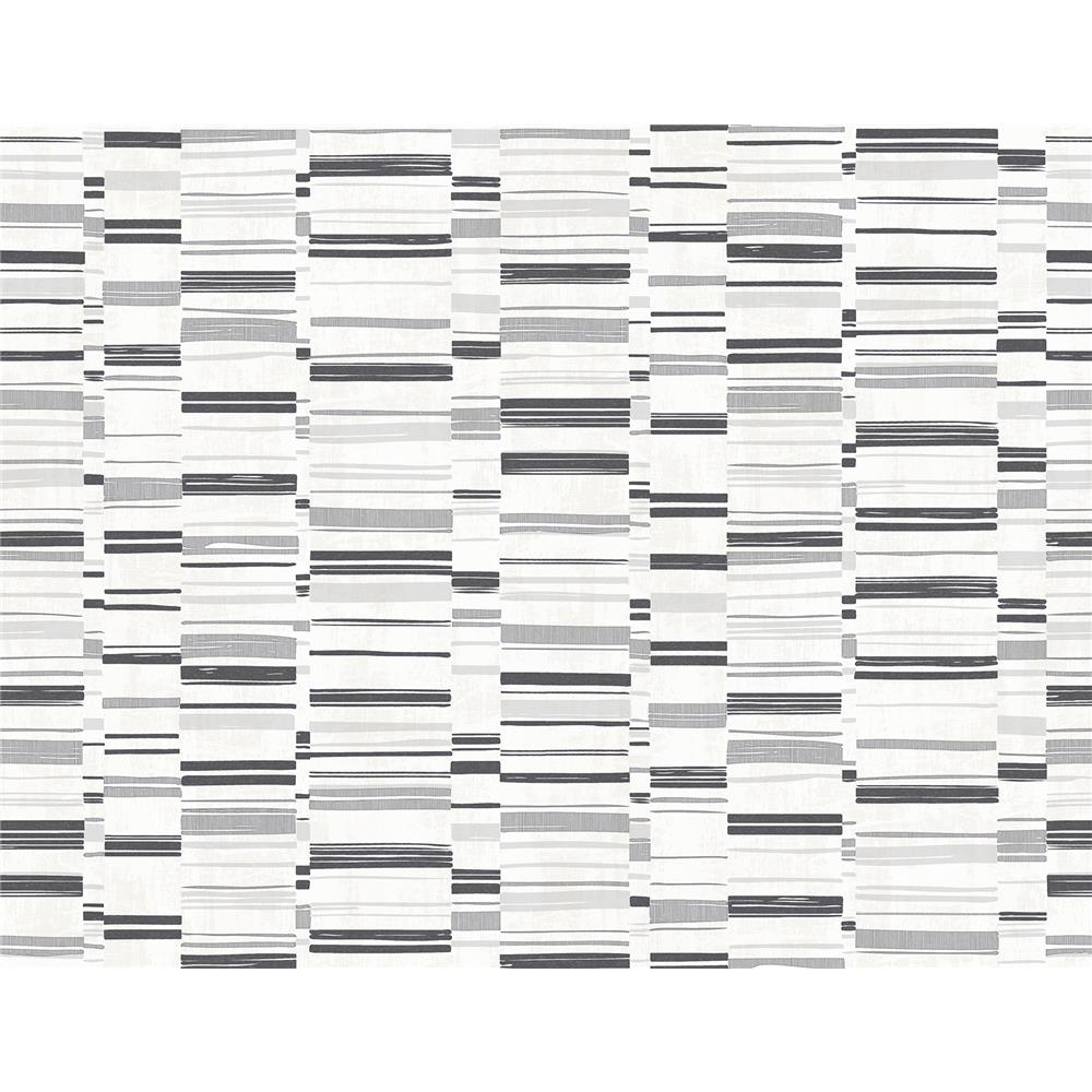 A-Street Prints by Brewster 2949-60812 Fresnaye Black Linen Stripe Wallpaper
