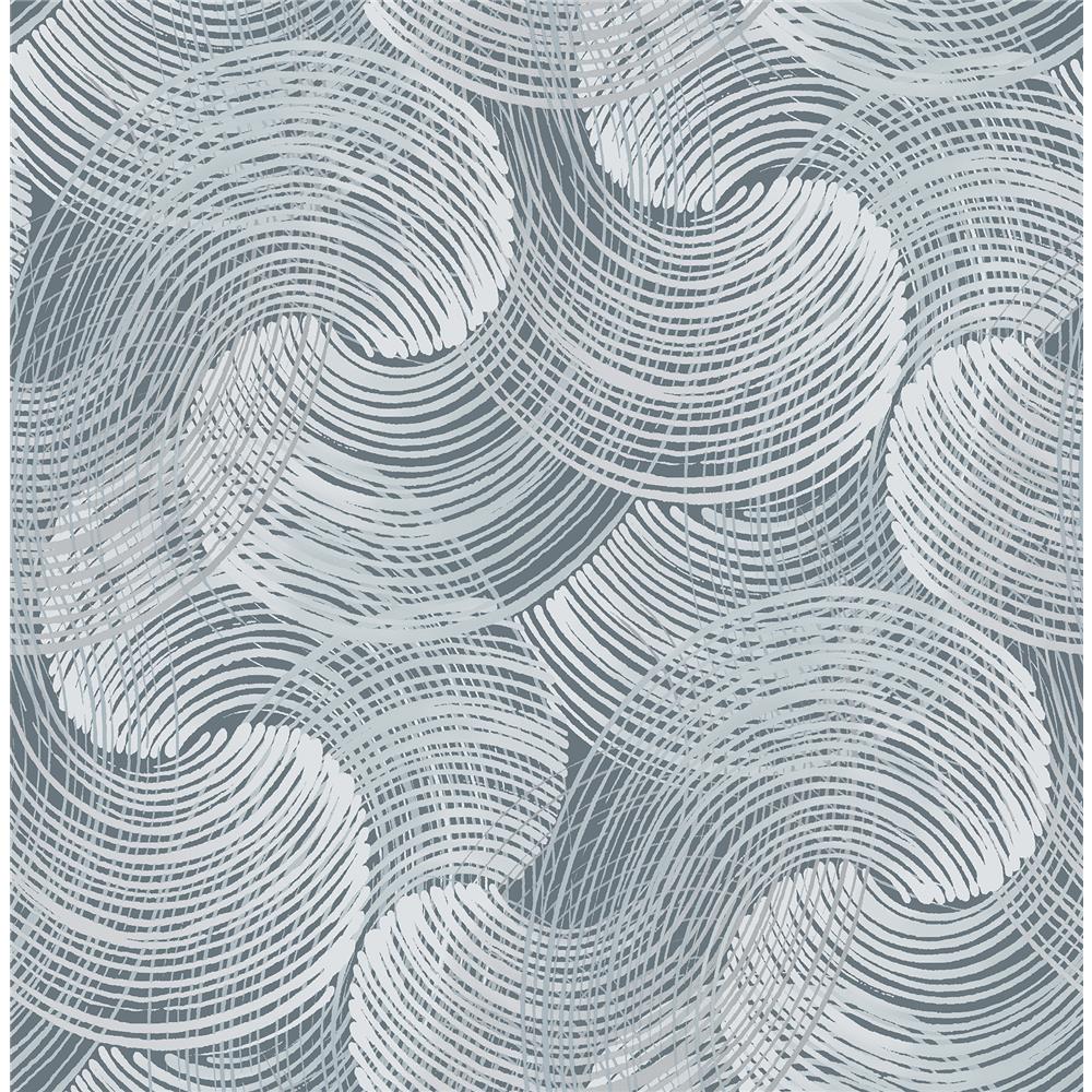 A-Street Prints by Brewster 2964-25905 Karson Blue Swirling Geometric Wallpaper