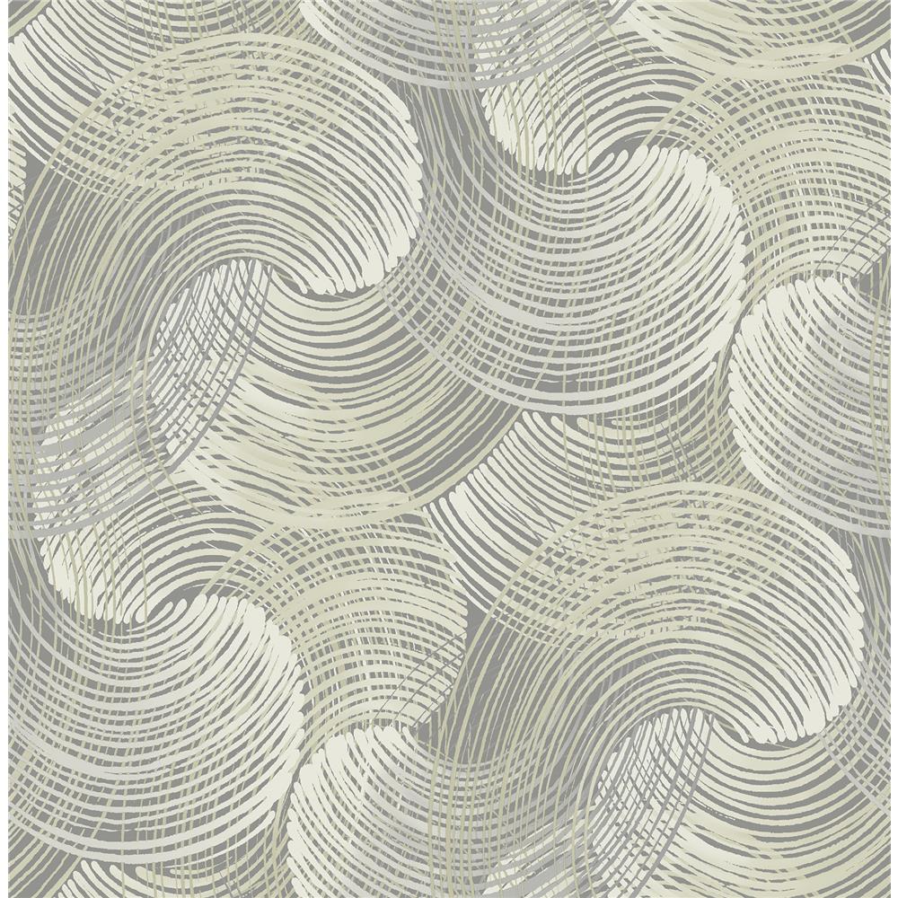 A-Street Prints by Brewster 2964-25906 Karson Grey Swirling Geometric Wallpaper